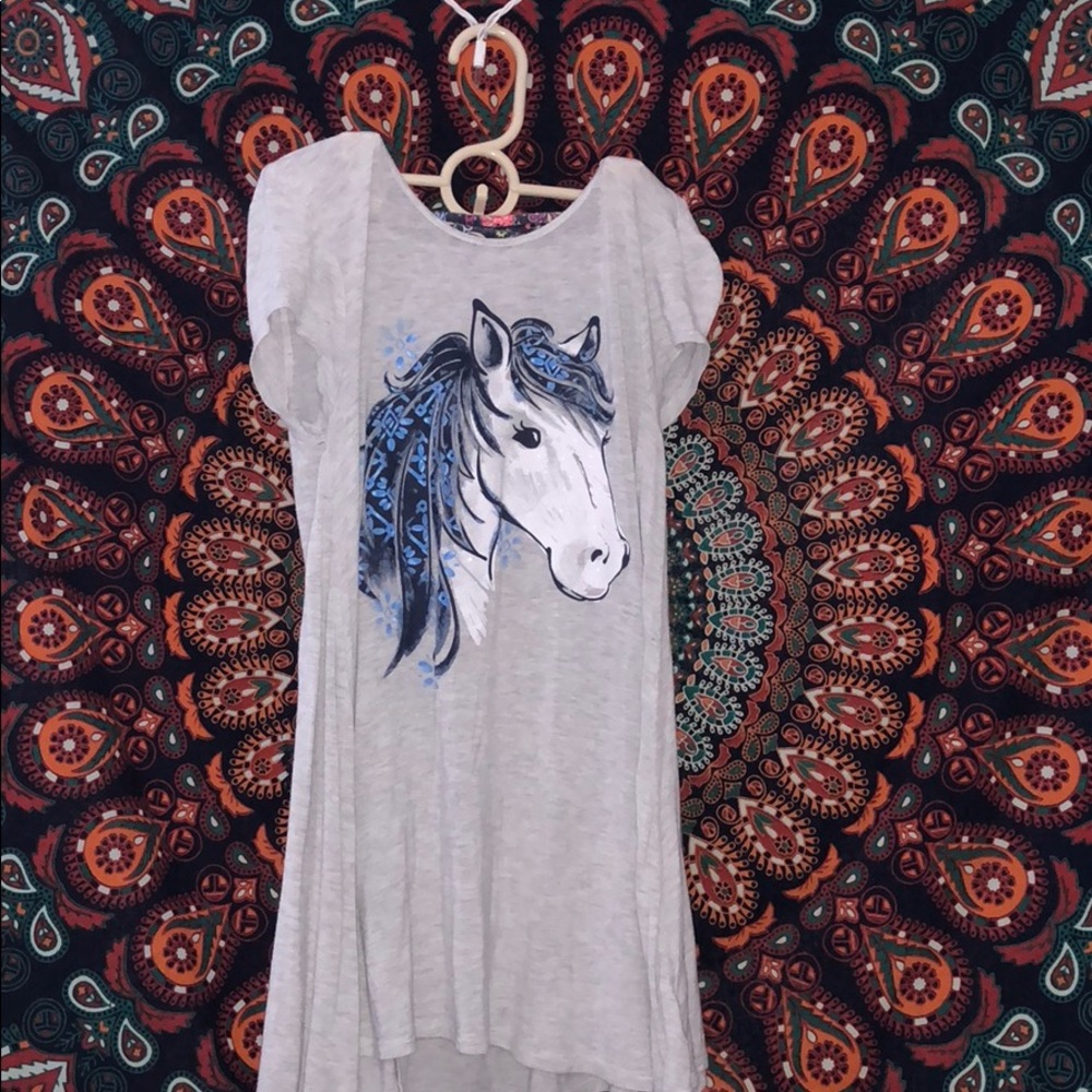 Justice Horse shirt with Floral leggings